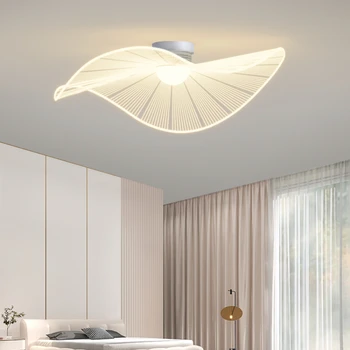Светильник для спальни простой современный креативный потолочный светильник в виде листьев лотоса в скандинавском дизайнерском стиле, соломенная шляпа, светильник для кабинета в ресторане