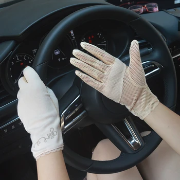 Новые летние перчатки, женские солнцезащитные перчатки для вождения, тонкие хлопковые перчатки с сенсорным экраном, дышащие солнцезащитные нескользящие перчатки
