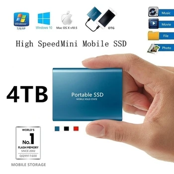 Портативный твердотельный накопитель SSD 1/2/4/6/8T Мобильный жесткий диск для хранения данных Отправить адаптер