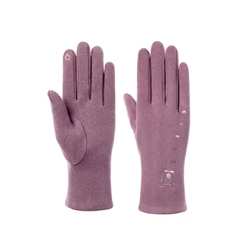 Модные перчатки Женские Винтажные зимние с сенсорным экраном на весь палец, теплые Ветрозащитные Велосипедные женские перчатки для вождения, Варежки
