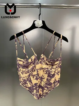 LUXE & ENVY 2023 Летний плечевой ремень с цветочным узором для пикантной девушки, тонкий подвесной ремень