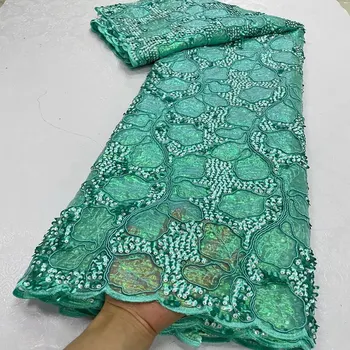 Новейшая французская тюлевая кружевная ткань, высококачественная африканская Вуалевая Кружевная ткань, Нигерийская кружевная ткань 5 ярдов для женщин TS2599