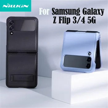 Для Samsung Galaxy Z Флип 4 3 Чехол NILLKIN Qin Кожаный Складной Чехол Полное Покрытие Для Samsung Z Flip4 5G С Магнитным Кронштейном