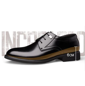 Мужские модельные туфли 6 см, увеличивающие деловую обувь, Свадебные оксфордские туфли для мужчин, Дизайнерская одежда с поднятым каблуком, мужские оксфордские туфли