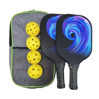 Набор из 2 лопаток для пиклбола Легкие ракетки для пиклбола с нескользящей рукояткой с 4 мячами и сумкой для взрослых и детей