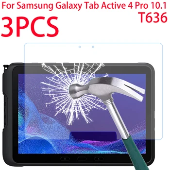 3 упаковки защитной пленки из закаленного стекла для Samsung Galaxy Tab Active 4 Pro 10,1-дюймовый планшет T636 2022 Защитная пленка