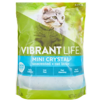 (4 упаковки) Наполнитель для кошачьего туалета Vibrant Life Mini Crystal без запаха, 8 фунтов