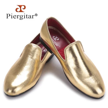 Piergitar/2019 г., новая модная мужская обувь на плоской подошве ручной работы, блестящие золотые и серебряные вечерние и свадебные мужские модельные лоферы, мокасины Большого Размера