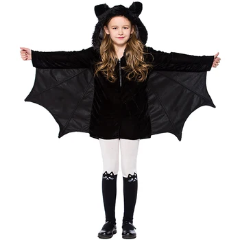 Костюм летучей мыши-вампира на Хэллоуин, косплей, одежда для девочек, наряды