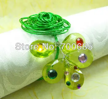 кольца для салфеток из зеленого хрусталя, свадебные с металлической розой, держатель для салфеток,