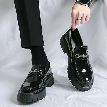 2023 Кожаная повседневная мужская обувь, лоферы, Модный тренд, Корейская мужская обувь, брендовая социальная обувь, модельные туфли