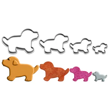 Мультяшное животное Собака Формочка для печенья, Форма для печенья, 3D Пластиковая Фигурка маленького животного, Инструменты для украшения торта, Инструменты для помадки