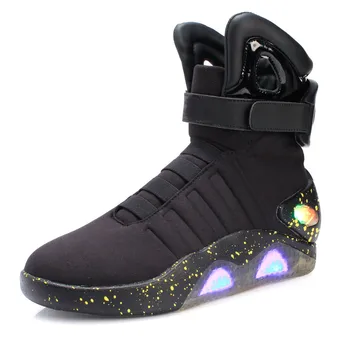 Логотип RayZing Back To Future Специальная ссылка Мужская повседневная обувь со светодиодной подсветкой, перезаряжаемая через USB, обувь для мужчин и женщин, модные ботинки для вечеринки