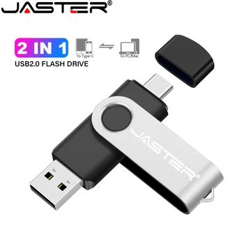 JASTER USB Флэш-накопители 2В1 TYPE-C 2.0 64 ГБ 32 ГБ Вращающийся Водонепроницаемый флеш-накопитель 16 ГБ 8 ГБ Memory Stick Внешний накопитель Подарок