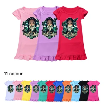 Новые Ночные рубашки Принцессы Семьи Уэнсдей Аддамс, Детское Летнее Платье с 3D принтом для Девочек, Пижамы, Детская Ночная Рубашка, Одежда для Сна