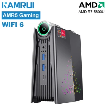 2023 Новый Игровой Мини-ПК KAMRUI AMR5 AMD R7 5800U с частотой до 4,4 ГГц 16 ГБ DDR4 512 ГБ NVME SSD Windows 11 Pro 1000M Настольный Компьютер