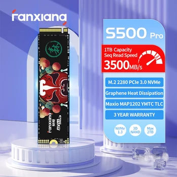 Fanxiang S500 Pro 3500 Мбит/с SSD 2 ТБ 1 ТБ 512 ГБ M.2 2280 NVMe PCIe3.0x4 3D Nand TLC Внутренний твердотельный накопитель Для портативных ПК