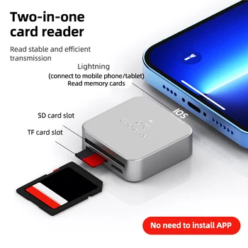 2-в-1 для SD TF Картридера Портативный OTG Адаптер для чтения карт памяти Конвертер данных для iPhone Micro Type-C Android Телефон Планшет