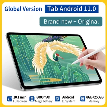 Глобальная версия Tab 10,1 дюймов 8 ГБ + 256 ГБ Абсолютно Новый Оригинальный планшет 2023 Android 11 с двумя sim-картами для Вызова 4G 5G Wifi Tablette 8000 мАч