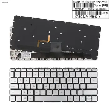 Американская клавиатура для ноутбука HP 13-AB СЕРЕБРИСТОГО цвета без РАМКИ с подсветкой