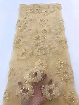Роскошная Африканская Кружевная ткань с пайетками для Жениха Высокого Качества 2023, Тяжелая вышивка Бисером, Французский Тюль, Кружевное платье в нигерийском стиле