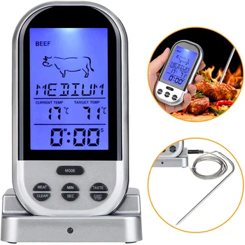 Цифровой термометрический зонд Термометр для мяса для гриля Барбекю Термометр для духовки с таймером сигнализации Кухонный инструмент для приготовления пищи