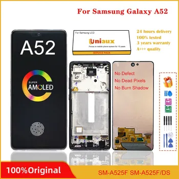 Оригинальная замена экрана Samsung Galaxy A52 4G A525 A525F A525M, ЖК-дисплей, цифровой сенсорный экран с рамкой