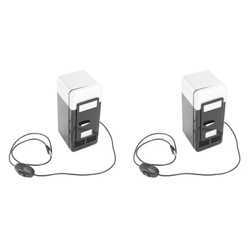 2X USB Мини-Холодильник С Морозильной Камерой Для Холодной Доставки USB Мини-Холодильник Небольшой Портативный Мини-Холодильник Для Газировки Для Автомобиля Черный
