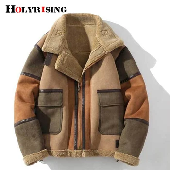HOlyrising one меховое кожаное пальто, куртка, искусственная куртка, зимняя верхняя одежда с длинными рукавами, Мужская кожаная куртка для мальчиков, замшевое пальто