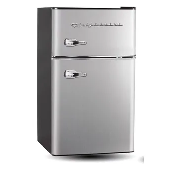 Холодильник, 3,2 кубических фута. Вместительный 2-дверный компактный холодильник с хромированной отделкой, EFR391, Platinum