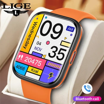 LIGE Bluetooth Call Smartwatch IPS HD Большой Экран Пользовательские Циферблаты Браслет AI Voice Спортивный Будильник IP68 Водонепроницаемые Смарт-Часы