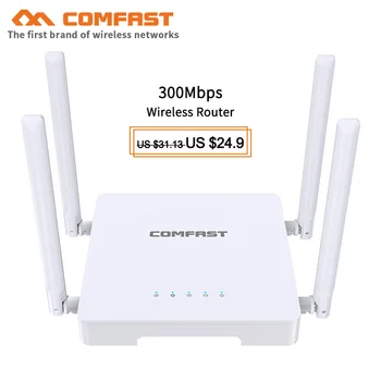 Новый Домашний Беспроводной Wi-Fi маршрутизатор Comfast CF-N1 300 Мбит/с с 1 портом Wan + 4 Lan RJ45 Wi-Fi Маршрутизатор и 4 * 5dBi внешние антенны