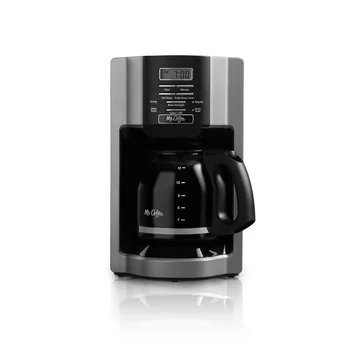 Mr. Coffee Программируемая Кофеварка на 12 Чашек, Быстрого Приготовления, Матовая Металлическая Кофеварка, Кофеварка Холодного Приготовления