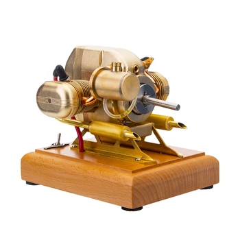 Модель металлического двигателя с двумя цилиндрами, расположенная горизонтально, миниатюрная запускаемая модель двигателя, креативная игрушка