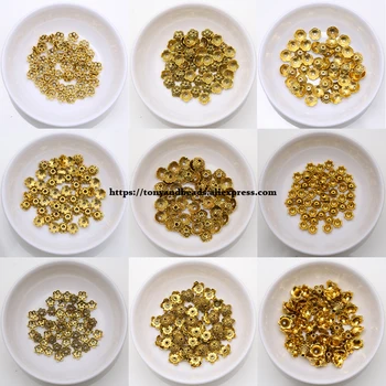 (50 шт./лот!)  Европейские Распорки Charm Beads Caps Из Сплава Античного Золота Цвета Plt для Изготовления ювелирных изделий