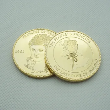 2 шт. Образец Соединенного Королевства Народная Сувенирная монета принцессы Дианы Декоративные Металлические монеты с позолотой 24 К, Роскошные подарки