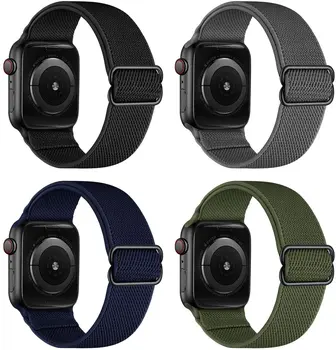 2023 Нейлоновое кольцо-ремешок для Apple Watch 49 мм 45 мм 44 мм 42 мм 41 мм 40 мм Регулируемая эластичная лента iWatch Ultra 8 7 6 5 4 SE band
