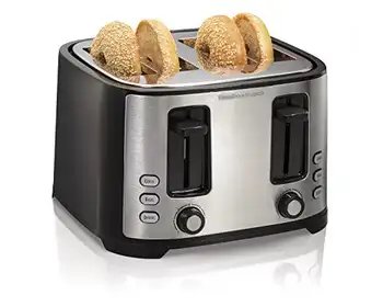 Тостер с 4 сверхширокими прорезями, функциями размораживания и приготовления бубликов, выбором оттенка, поджариванием тостов, автоматическим выключением и кнопкой отмены, черный
