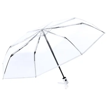 Прозрачные зонты Дождь Свадьба для взрослых Полностью Автоматические трехстворчатые Прозрачные Дорожные 28Х7Х6см Открытые Белые Закрывающие Мужские