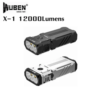 Перезаряжаемый фонарик WUBEN X1 12000 люмен, ультраяркий, 7 режимов освещения, водонепроницаемый, мощный, удобный для переноски на открытом воздухе