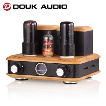 Douk Audio Ламповый Усилитель мощности HiFi Класса A + Музыкальный Цифровой плеер Bluetooth/USB, Домашний Настольный Стереодинамик, Усилитель