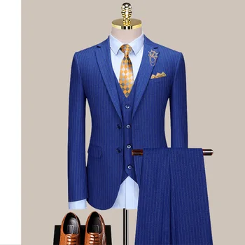 Сшитое на заказ Свадебное платье Жениха, Блейзер, Брюки, деловые Классические брюки высокого класса ZHA05-85999
