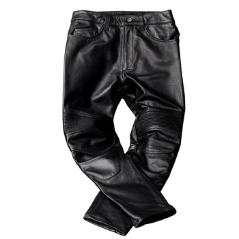 Куртка сафари, кожаные брюки, новая мотоциклетная мужская обувь из натуральной кожи, первый слой воловьей кожи, уличный тренд в стиле ретро