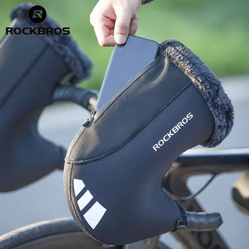 Велосипедная рукавица ROCKBROS, перчатки для руля Велосипеда, Непромокаемые зимние Мотоциклетные перчатки, теплые ветрозащитные