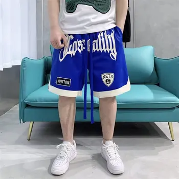 Мужские летние тонкие шорты для американского баскетбола с вышивкой в стиле уличный хип-хоп
