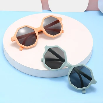 Милые полосатые солнцезащитные очки Polygon UV400, Детские солнцезащитные очки с ультрафиолетовыми оттенками, милые модные очки с выпученными глазами для мальчиков и девочек