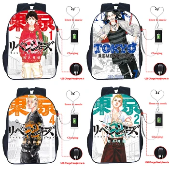 Рюкзак Tokyo Revengers с зарядкой через USB Takemichi Hinata Atsushi, школьная сумка для студентов, повседневный рюкзак для ноутбука для мальчиков и девочек
