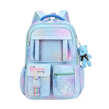 Школьный рюкзак для девочек Милый медведь Принцесса Дышащий детский рюкзак 18 дюймов Большой емкости для защиты позвоночника Рюкзаки для