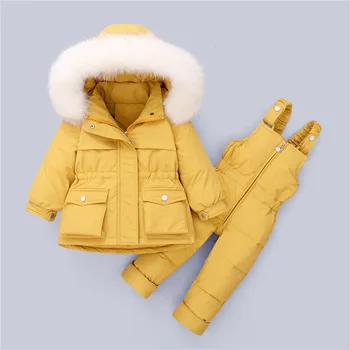 комплект детской одежды, 2 шт., зимний пуховик для маленьких мальчиков, комбинезон, плотная теплая детская одежда, зимний комбинезон для девочек 0-5 лет