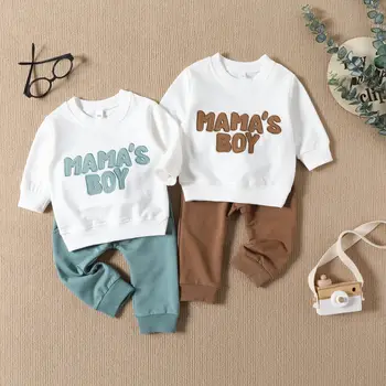 Комплекты осенней одежды для маленьких Мам и мальчиков с надписью 